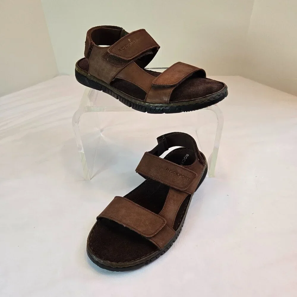 ROCKPORT Men's Jhett Sandals Sz: 8.5 Dark Brown Nubuck